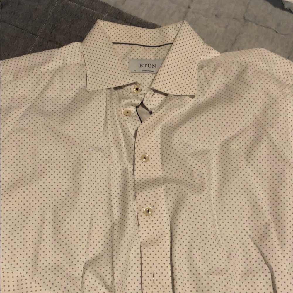 Eton Men's White Polka Dot Shirt